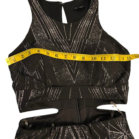 Jump Apparal Black Glitter Cutout Prom Dress- Size 1/2 - Picture 4 of 12